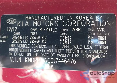 2018 Kia Sportage Lx from USA, damaged, VIN KNDPMCAC0J7446476